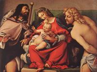 Lotto, Lorenzo - Madonna with the Child and Sts Rock and Sebastian